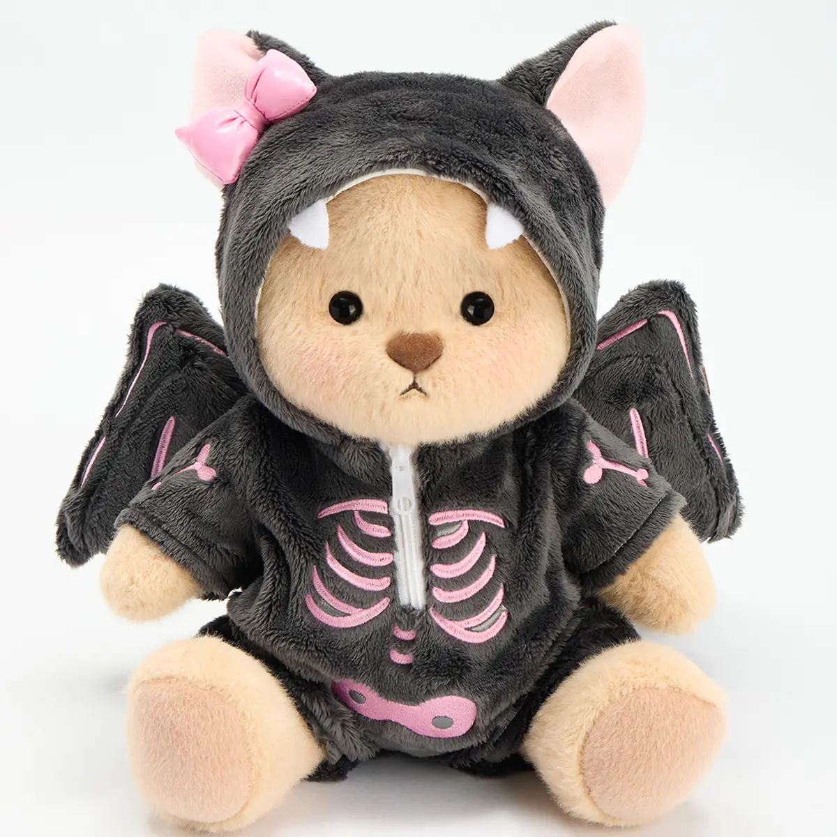 Getahug Halloween Pink Skeleton Bat Bear | Handmade Jointed Teddy Bear Stuffed Animal Gift