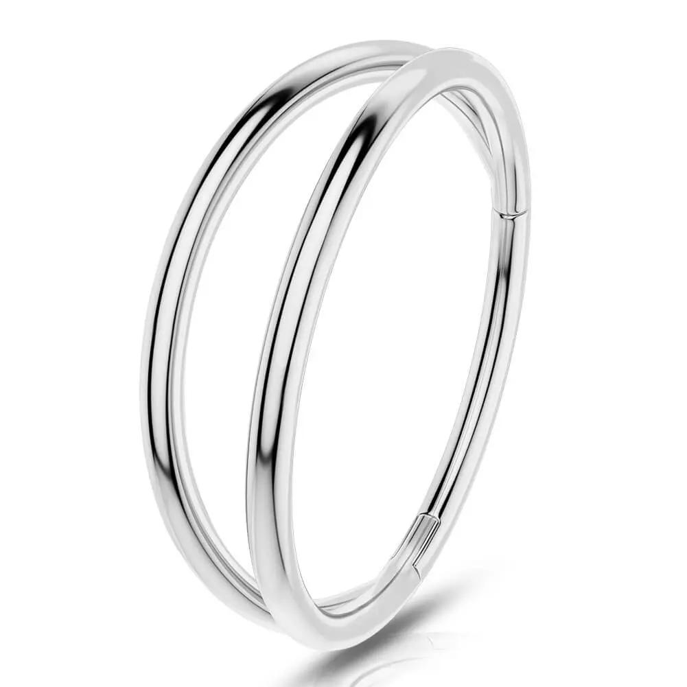 Oufer 18G Double Hoop Hinged Segment 316L Stainless Steel Nose Ring