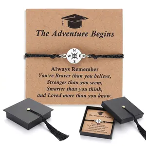 Veliora Gift Class of 2026 Graduation Bracelet, Adjustable Inspirational Jewelry Gift for Her Him, High School College Student Keepsake with Card stud earring Zen Fidget Stretch