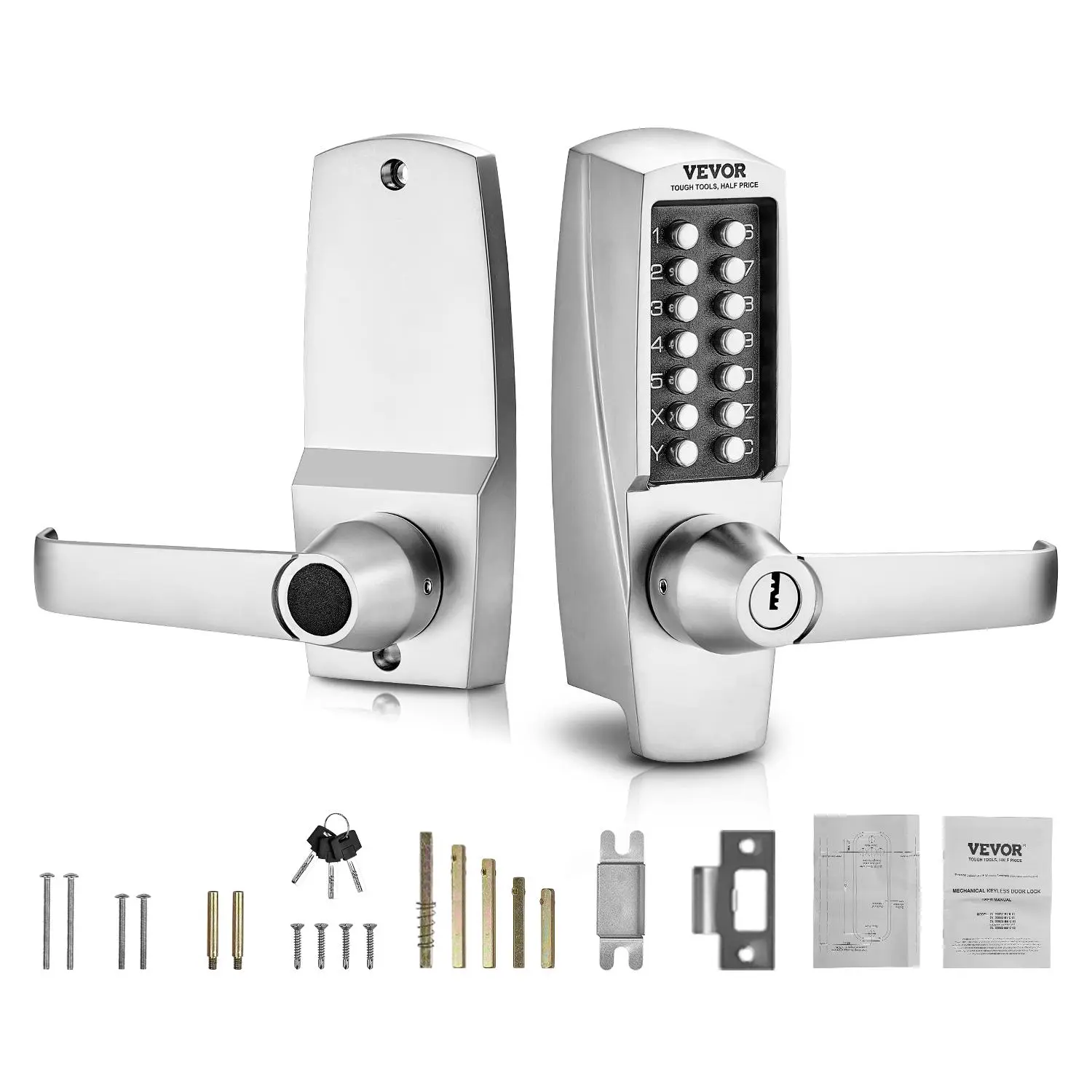 【Summerfinds】VEVOR Mechanical Keyless Entry Door Lock 14 Key Mechanical Door Lock with KeysMechanical Keypad Door Lock with HandleStainless Steel Waterproof Keyless Gate Lockfor Home Office Outdoor Garage