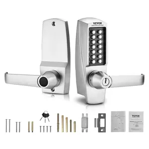 VEVOR Mechanical Keyless Entry Door Lock,  14 Key Mechanical Door Lock with Keys, Mechanical Keypad Door Lock with Handle, Stainless Steel Waterproof Keyless Gate Lock, for Home Office Outdoor Garage