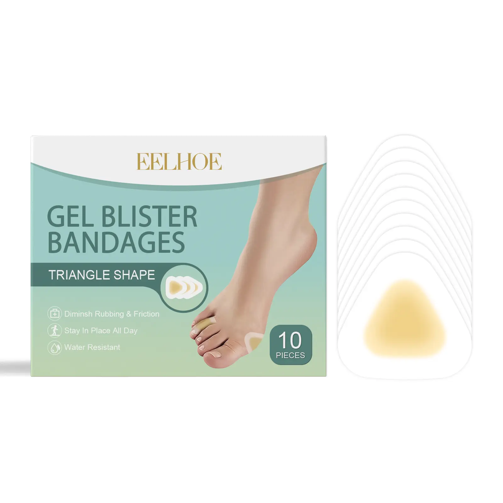 EELHOE Gel Blister Bandages Triangle Shape 10 Pieces Breathable Lightweight Dry Portable Comfortable & Stable for Foot Skin Care Manicure Nail Cutics Nail Art, Nail Care