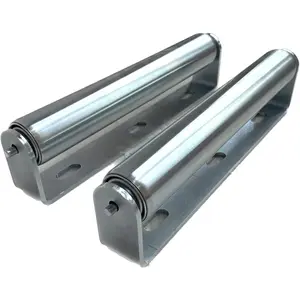 Pack of 2 10"BF Long Roller and Bracket l 1.5"O Galvanized Steel Conveyor Roller I Set of Roller and Bracket Versatile as Support Rollers for Woodworking, Roller Stand or  Rollers Conveyor Rollers