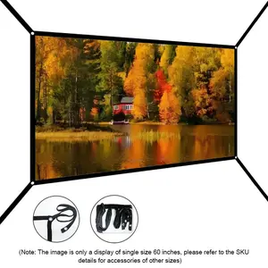 Portable Outdoor Camping Projection Screen, Washable High-Density Soft Screen, Reusable for Office Classroom Beach, 60-150 Inches