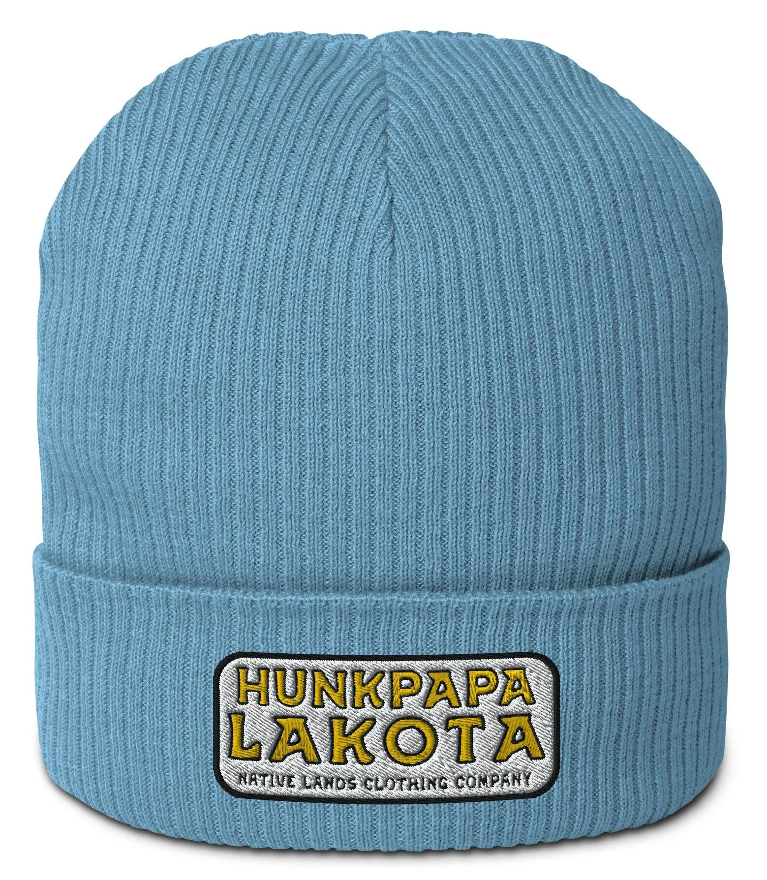 Organic Hunkpapa Lakota People Embroidered Ribbed Beanie - Honoring First Nations, Inuit, Native American Indigenous Cultures