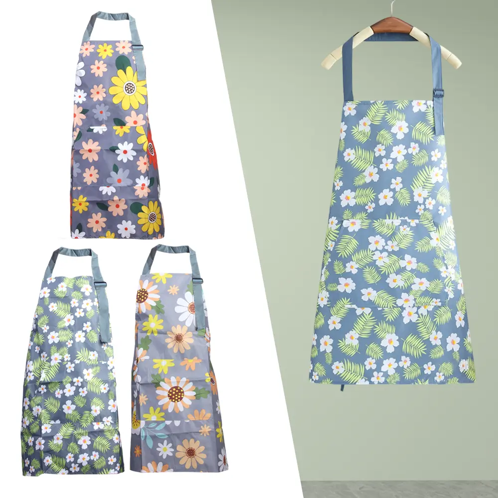 3 Pack Floral Aprons with Pocket, Blooming Womens Aprons Waterproof Adjustable Cooking Apron for Kitchen Gardening campingessentials
