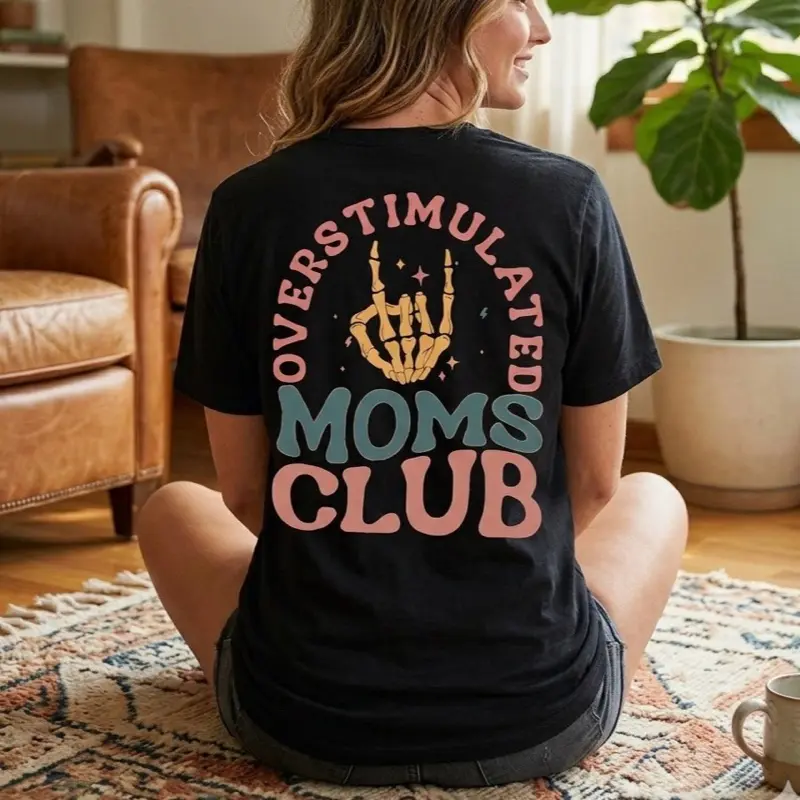 Gildan Softstyle 64000 Unisex T-Shirt Overstimulated Moms Club Classic Fit 100% Cotton Comfortable Casual Wear