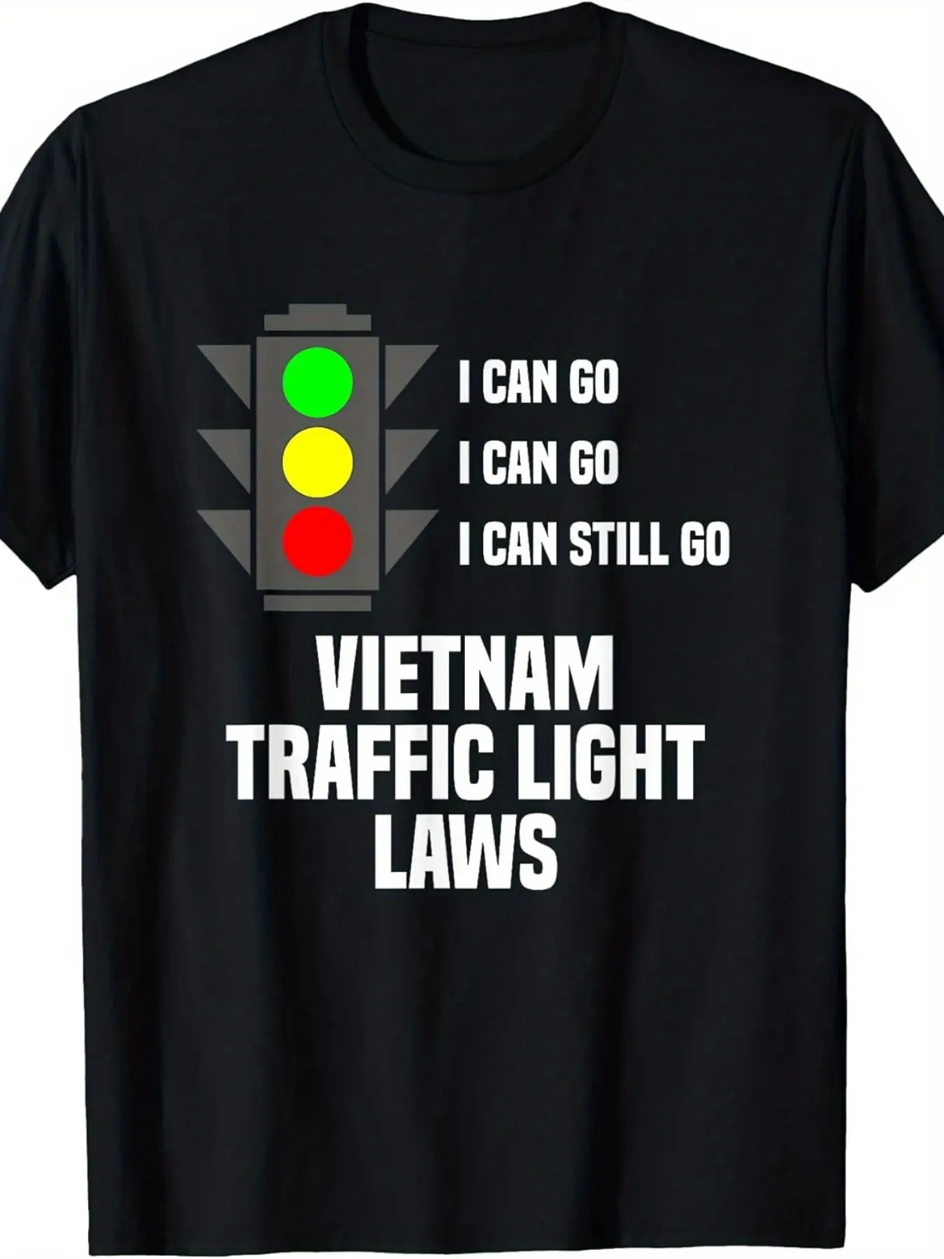 Vietnam Traffic Light Laws Graphic T-Shirt - Funny Vietnamese Traffic Signs Design with Green/Yellow/Red Lights & Phrases - Unisex Adult Casual Tee for Men & Women - 220gsm Heavyweight Pure Retro Round Neck Short Sleeve Shirt for Travel & Casual Att