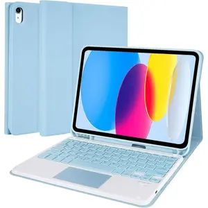 Touchpad Keyboard Case for iPad, Folio Cover with Pencil Holder, Multi-Touch Trackpad, Wireless Magnetic Keyboard for iPad Generation