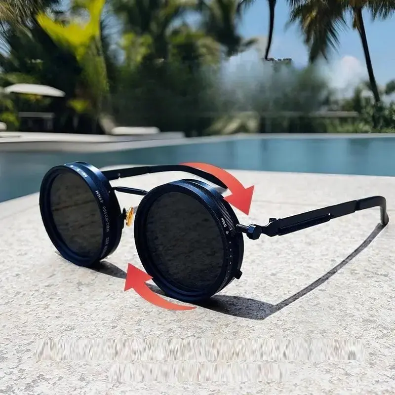 Polarized Round Sunglasses Retro Steampunk UV400 Lightweight Anti-Glare Men's for Sports Outdoor Driving Everyday Wear