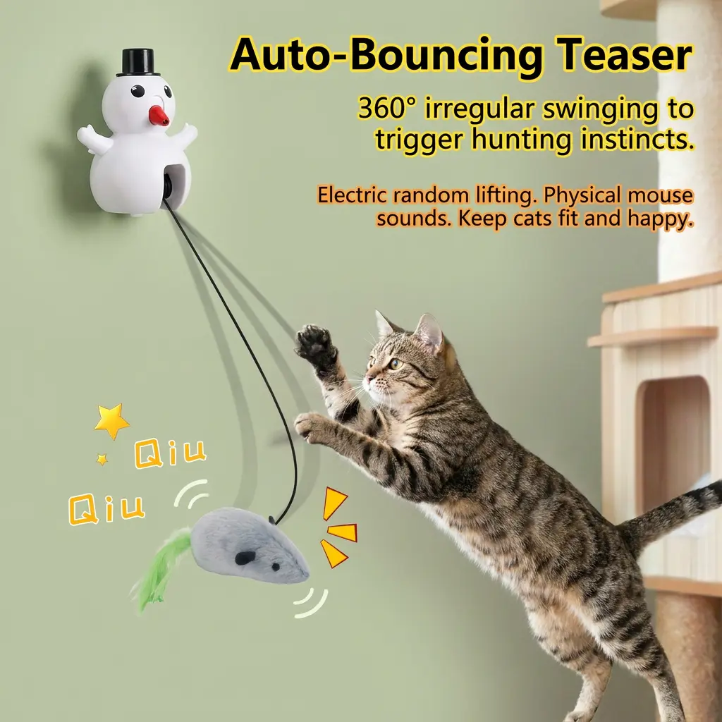 Electric automatic hanging door laser cat teaser, automatic retractable cat teaser, cat boredom relief toy Rechargeable Chirping Flapping kitten interactive indoor stuff teasertoy