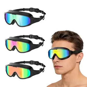 Adult Large Frame Swimming Goggles, 1/3 Pack with Nose Clip and Earplugs, Unisex UV Protection, Waterproof Anti-Fog, Outdoor Water Sports, Swimming Accessories