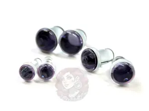 Single Flare Purple Glass Plugs for Dead Stretching – Sizes 1.6mm (14g) to 10mm (00g) Pair or as a Kit