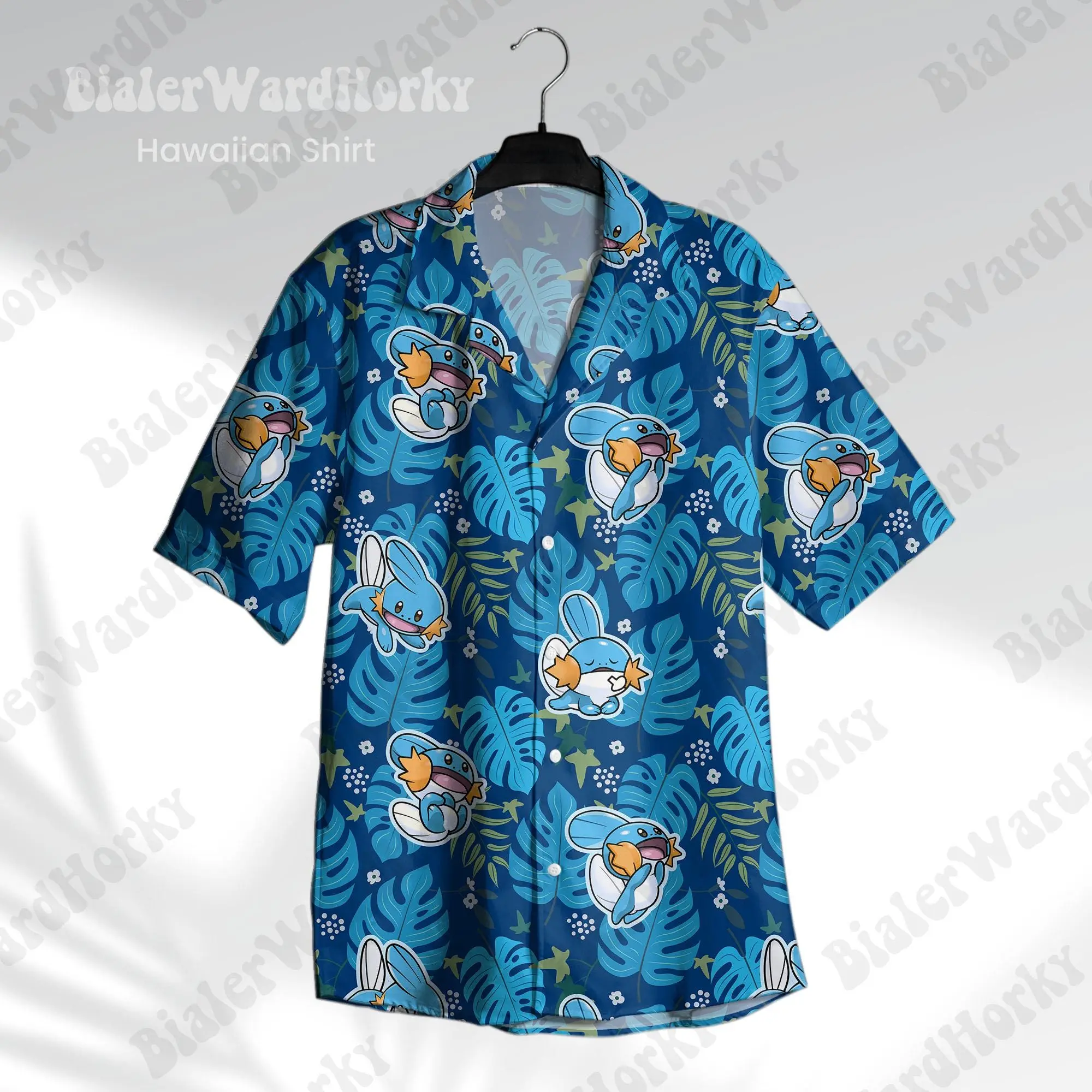 Mudkip Hawaiian Shirt: Water Type Aloha Anime Shirt Tropical Gift HG