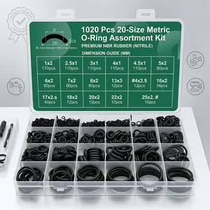 1020-Pcs Nitrile Rubber O-Ring Kit, 20-Size Industrial Hardware Assortment with Long-Lasting Performance, High-Temperature Resistant Seals for Car Auto Repair, Plumbing & Pipe Sealing Repairs