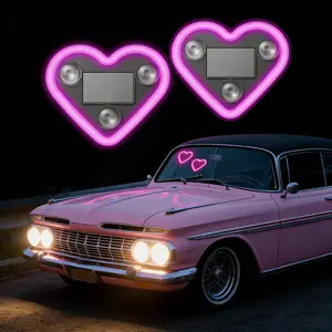Solar-Powered Heart LED Ambiance Lights, Valentines Day Gifts for Cars & Bedrooms, Adorable Neon Heart Shaped Car Decoration