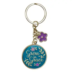 Grow in Grace Metal Key Ring with Link Chain. outdoorfun