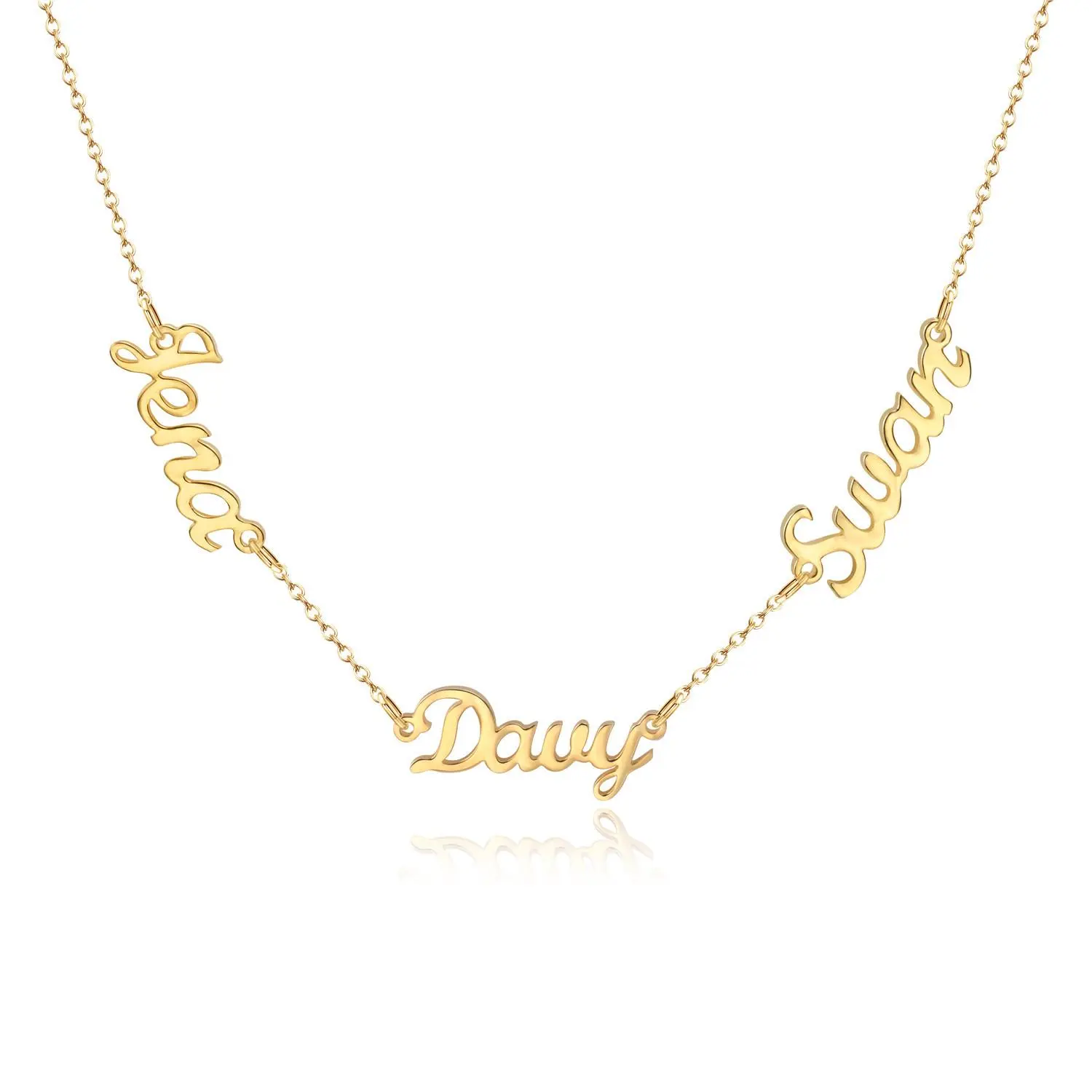 AS520 Custom Cut Multiple Names Stainless Steel Name Necklace, Gold/Silver Color Personalized Mother's Day Gift for Family, Womens Gifts, Initial Necklace, Personalized Jewelry, Electroplated, Meaningful Gifts, Custom Names