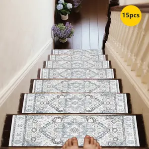 Non-Slip Stair Carpet, Step Protection Carpet, Decorative Bordered Stair Mat, Vintage Runner Rug for Home Decoration & Bedroom Accessories - Suitable for Indoor, Outdoor Stairs & Multiple Scenarios