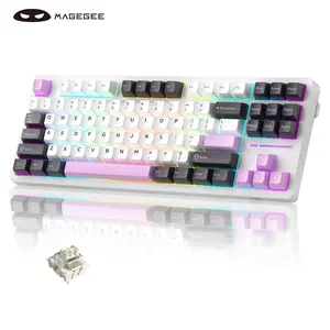 MageGee LIGHT87 Wired Creamy Keyboard, 80% Gasket Hot Swappable RGB Backlit Gaming Mechanical Keyboards with 6-Layer Sound Dampening,PBT Keycaps NKRO for Win/Mac,Purple Jade