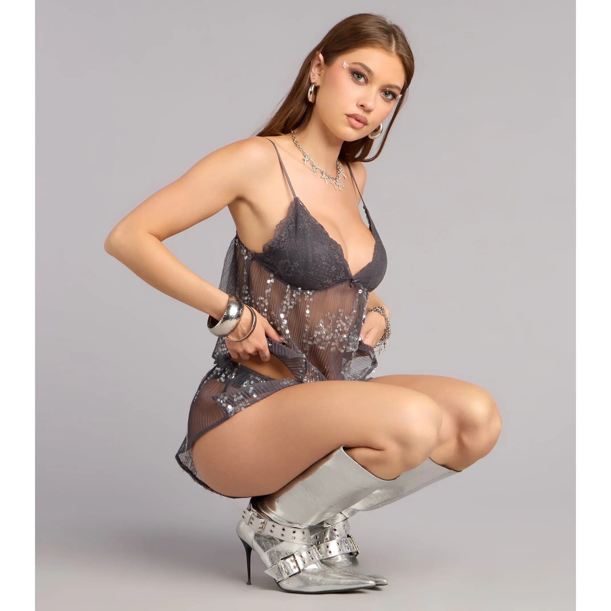 Sheer Sparkle Sequin Cami Top