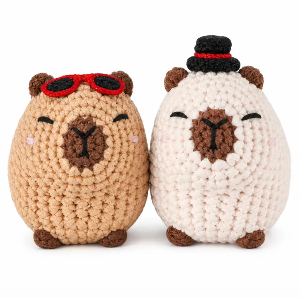 TIKA Beginner Crochet Kit 2-Pack Capybaras with Video Tutorials, DIY Amigurumi Animal Crochet Starter Set for Adults