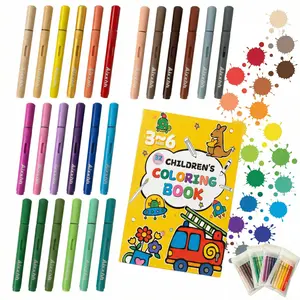 24colors Automatic Ink Control Water-Based Acrylic Paint Markers, Acrylic Brush Marker Set, Waterproof Flexible Tip Acrylic Paint Pen for Rock, Ceramic, Wood, Glass, Stone, Fabric, DIY Art & Model Painting