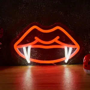 1PC Teeth Vampire Fang Shape Led Neon Sign,Home decoration for Holidays Game Zone Wall,Powered by USB