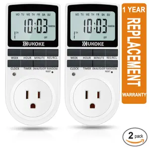 Ukoke 7-Day Digital Electrical Programmable Timer Outlet Switch Plug, Pack of 2