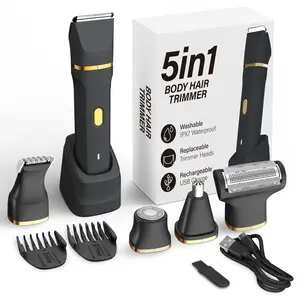 OMUCA 5-in-1 Electric Bikini Trimmer for Women – IPX7 Waterproof Shaver, Cordless Body & Facial Razors for Women, Ceramic Blades, USB-C Rechargeable, Painless Hair Removal Kit (Black)