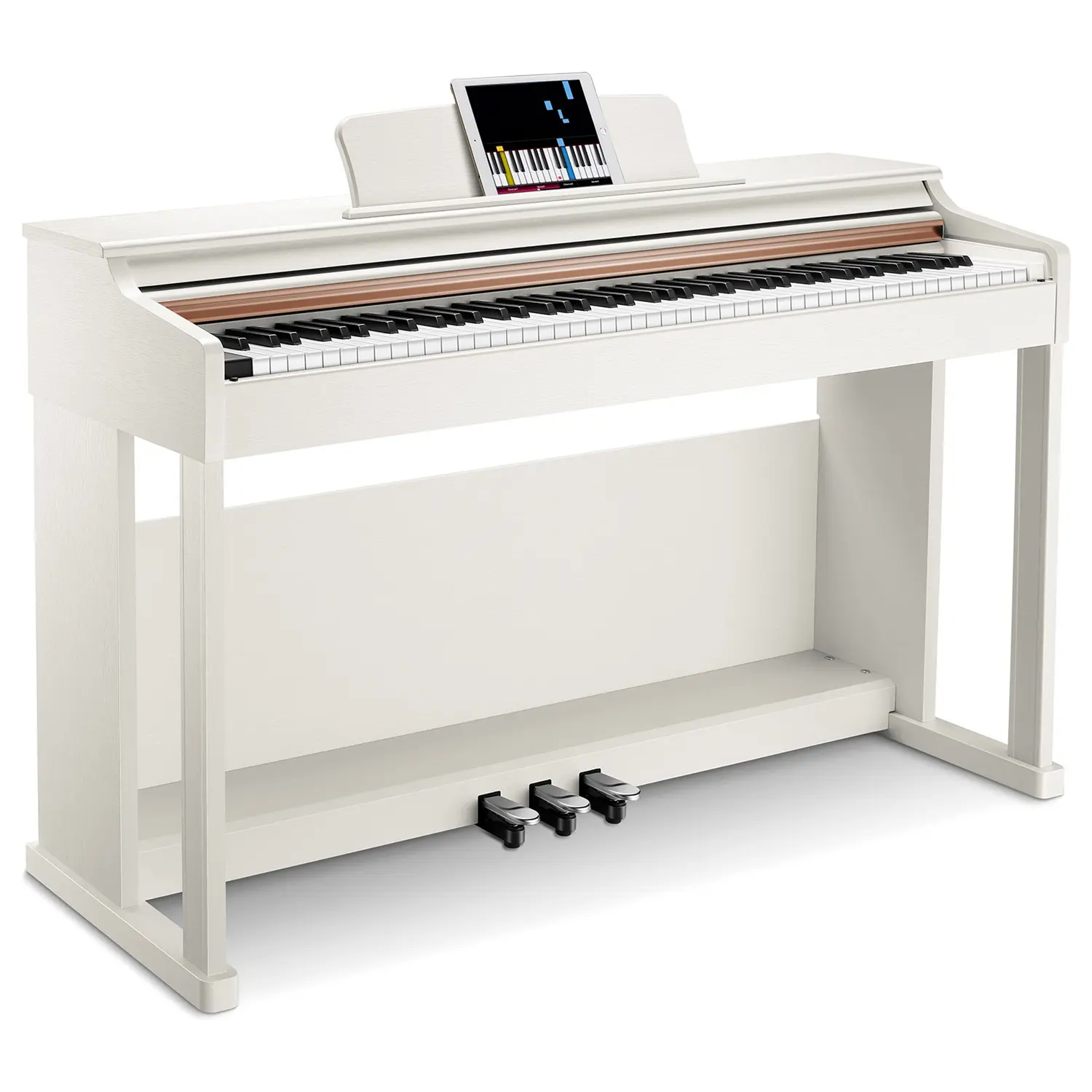 Donner DDP-100 88-Key Weighted Hammer Action Compact Upright Electronic Piano Keyboard for Beginners, with Grand Feel Pedal System, 40.6kg, 53.89x15.66x32.99 Inch (Black/White)