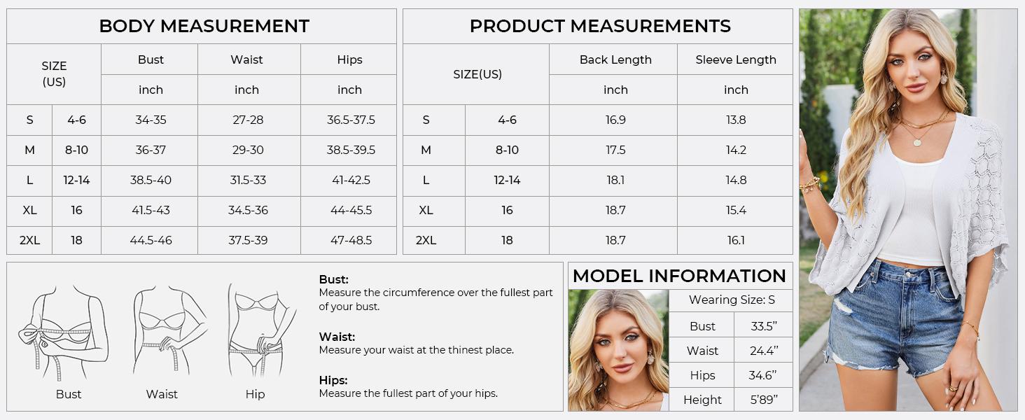 GRACE KARIN Women's 2026 Summer Cropped Batwing Sleeve Crochet Bolero Shrug, Lightweight Polyamide Casual Evening Beach Boho Cardigan - S, 2XL, Hollow, Imported