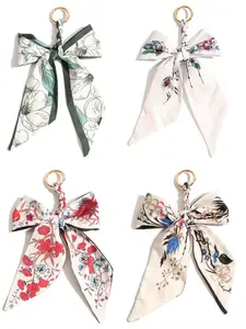 Creative Handmade Braided Scarf Bow Keychain Pendant, Versatile Women's Bag Accessory Chain, Bag Charm Keychain, Geometric Sweet Style for All Seasons