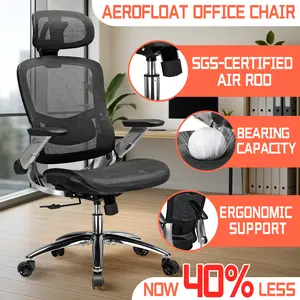 GTplayer Big and Tall Ergonomic Mesh Office Chair, High Back Home Desk Chair Computer Gaming Chair with Headrest, Flip-Up Arms, 90-125° Tilt Lock and Wide Cushion, Task Chair