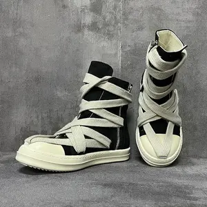 Same design for men and women in 2026. Jumbo Lace Up Sneakers Luxury outdoor shoes   Owens  Autumn Flats Black Boots Men  and Women High Shoes Casual Canvas