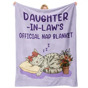 1pc Daughter in Law Gifts Daughter in Law Birthday Gifts from Mother Future DIL Gifts Funny Wedding, Birthday, Valentines, Mother's Day for Daughters-in-Law Slogan Print Blanket