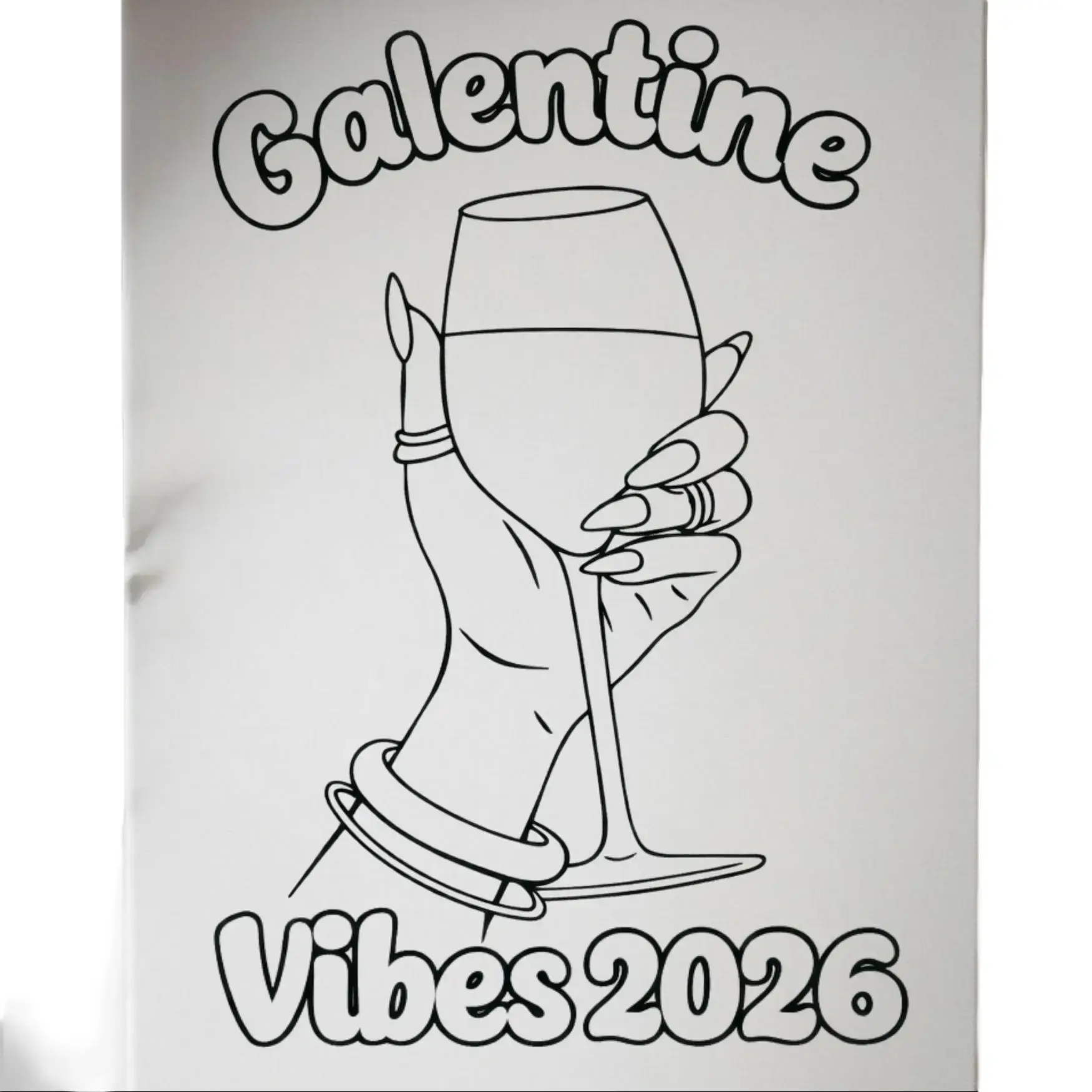 DTF Transfer Outline - Press & Paint Outline, Color your own DTF Print -  Galentine Squad - Valentine's Day -Coloring Activity - Sip and Paint Party - New Years eve Party