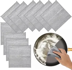 10 pcs Multipurpose Wire Dishwashing Rag for Wet and Dry Dish, Multifunctional Non-Scratch Scrubbing Pads Kitchen Cleaning Cloths Microfiber Steel