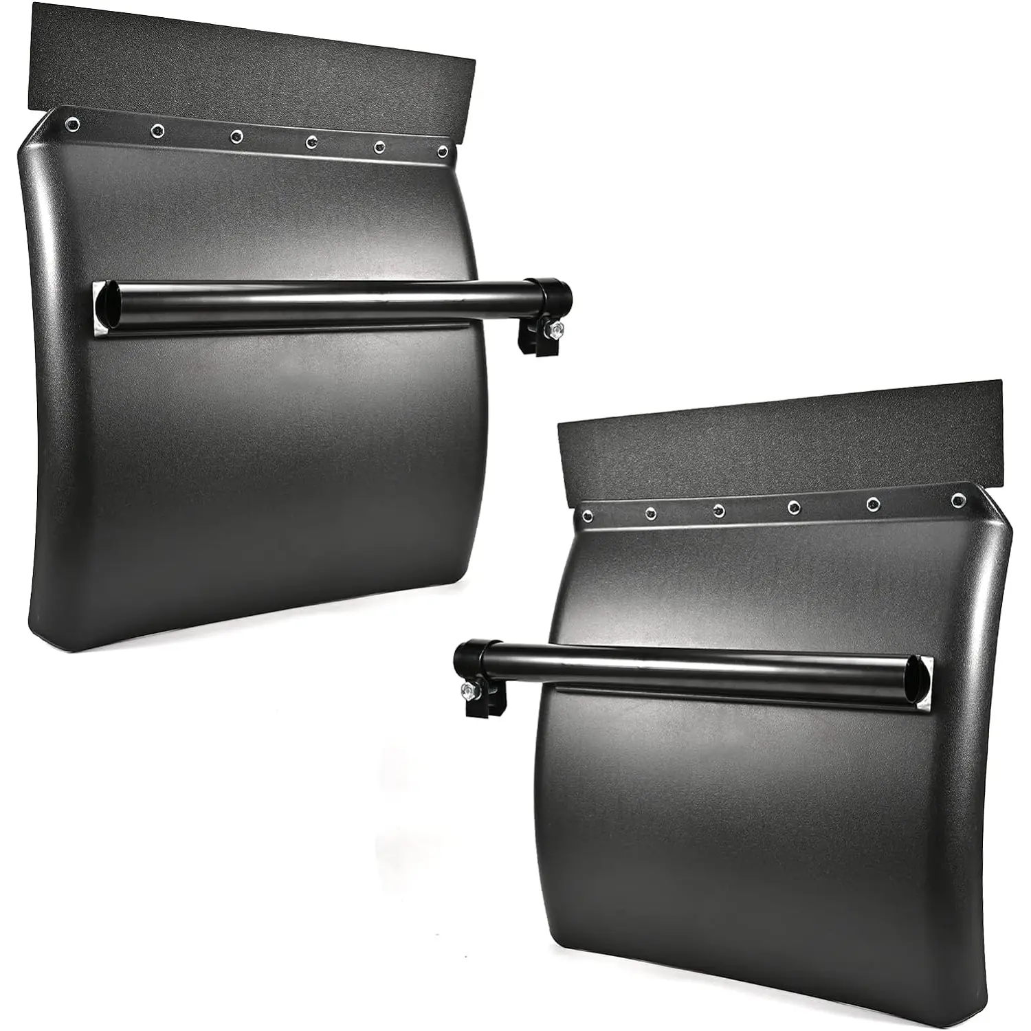 Polyethylene Quarter Fender Kit for Semi Trucks - Black 24"x24" Mud Flap Hangers with Tube Bracket Mounting Hardware, Scratch Resistant Pair Set Vehicle Accessory, Left & Right Side Fitment, Road Protection Exterior Mud Flap Protector, Easy Install