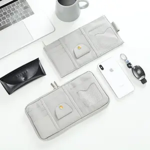 Road Trip & Commute Essential PU Leather Sun Visor Organizer Multi-Pocket Storage Holds Sunglasses Documents Car Cards Secure Hanging No-Slip Car Accessory