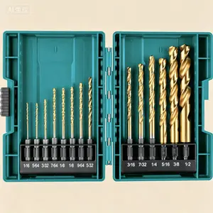 14-Piece Titanium Drill Bit Set with 1/4-Inch Hex Shank, Impact Gold Coating for Durability, Professional Grade Drill Bits for Metal Wood Plastic, High-Performance Impact Ready Drill Bit Collection
