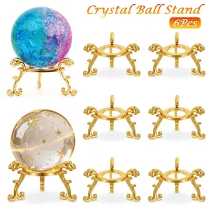 6Pcs Crystal Ball Stand 2 Inch Small Metal Silver Sphere Holder Stand for Displaying Sphere Crystals Globe Balls Decorative Rock Stone Easter Egg Display Stand for Party