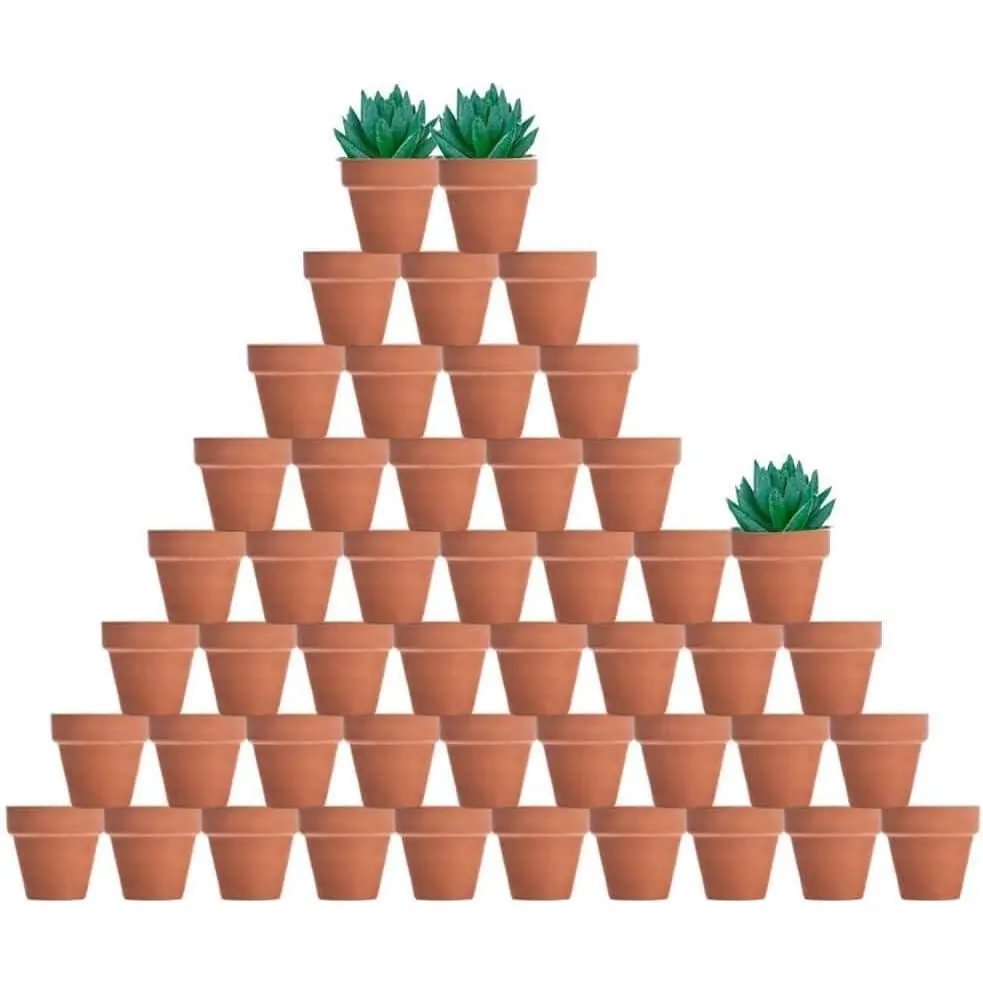 Vensovo 48 Pcs 2-in-1 Tiny Terracotta Nursery Pots for Plants with Drainage Hole - Sunlight-Safe Ceramic Pottery Balcony Planters for Succulents, Wedding Favors, Plant Decor