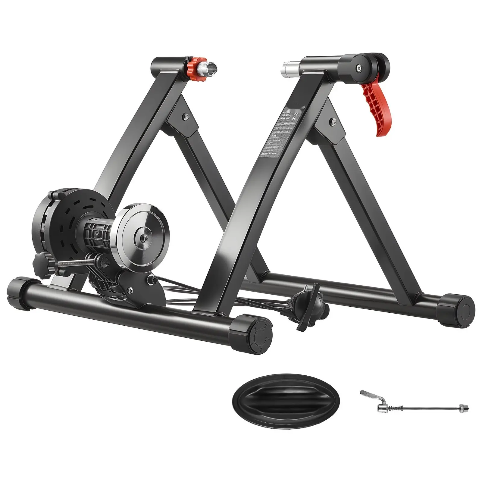 Bike Trainer With 6 Level Magnetic Resistance, Compatible With 26-29 In And 700C Wheels, Foldable Indoor Bicycle Stationary Stand For Road Bikes, Quick Release Skewer Included, Front Wheel Riser Block, Easy Setup