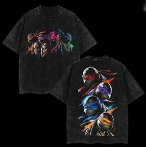 Teenage Mutant Ninja Turtles T Shirt New Arrival Made with Washed Cotton Fabric for a Soft Vintage Feel  Unisex Fit Classic Cartoon Graphic Tee Comfortable Durable and Stylish Daily Wear