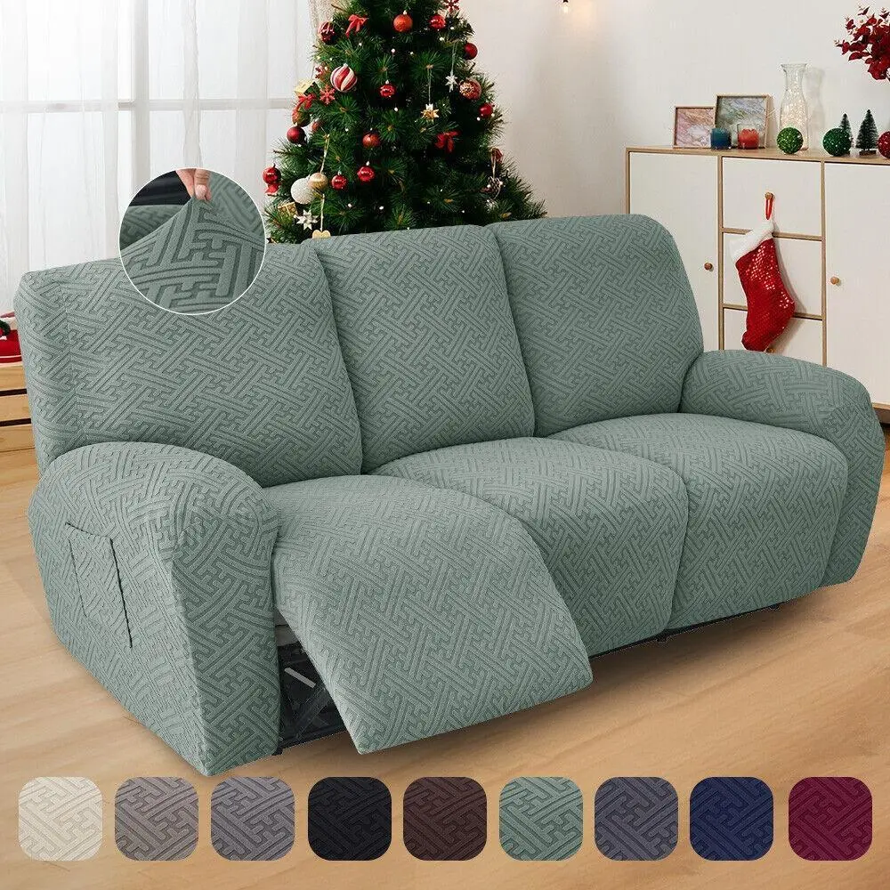 Stretch Jacquard Polyester Spandex Sofa Cover - 1/2/3 Seater Slipcover, Wrinkle-Resistant, Anti-Stain, Removable, Washable, Durable, Pocket-Equipped Sofa Protector for Living Room Armchair, Fitted Slipcovers for Couches and Sofas, Sofa Protector Cover