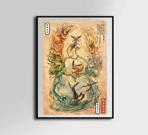 Vintage Eevee Evolutions art poster wall art home decor