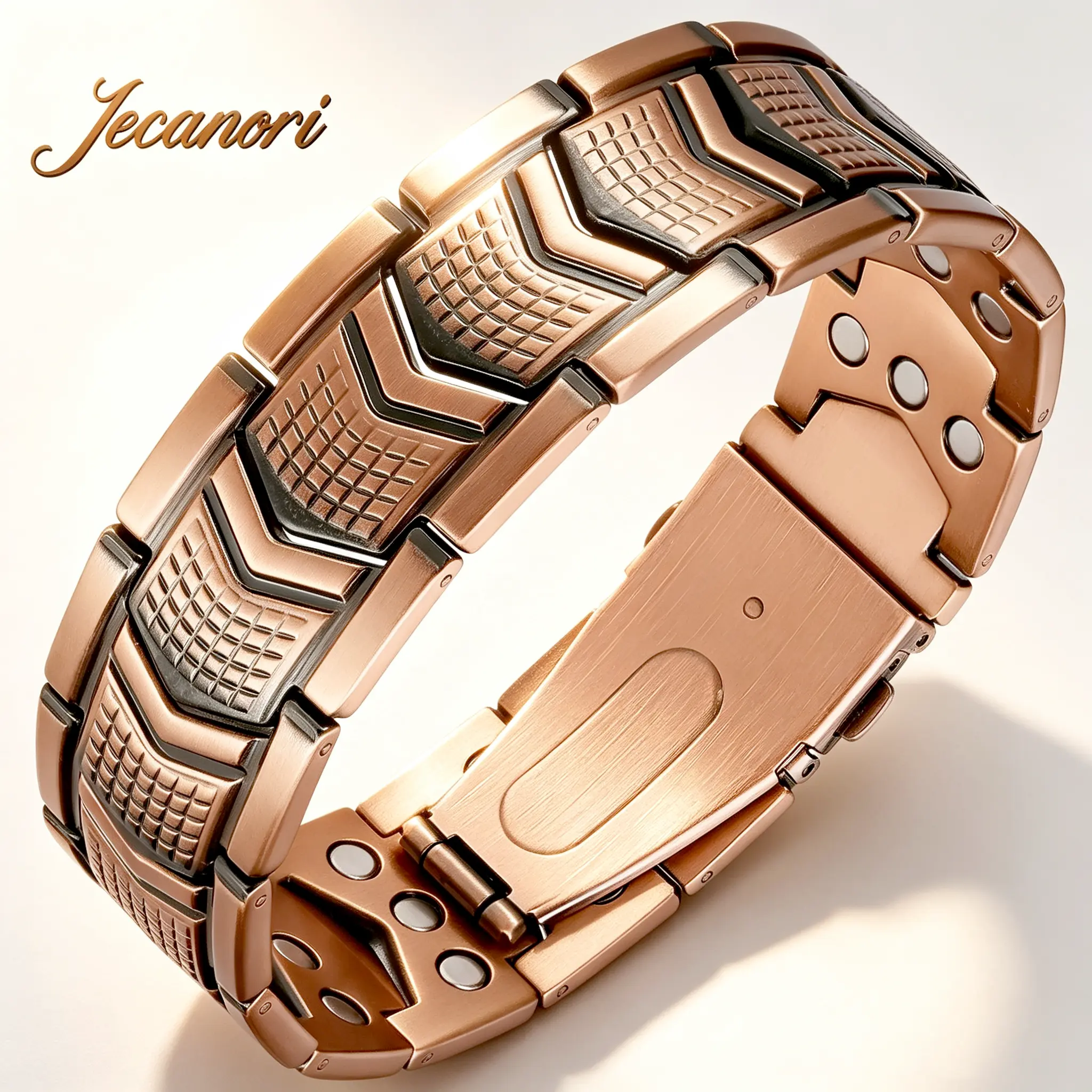 Jecanori Men's Bracelet - 3X Strength Costume Jewelry with 3800 Gauss Powerful Magnets, Premium Fold-Over Clasp, Ideal Summer Gift for Men