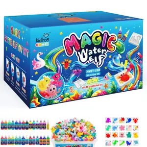 Kiditos Magic Water Elf Kit for Kids, Animals Deluxe, 27 Gel Bottles & 20 Molds, DIY Aqua Gel Craft Set, Squishy Water Pets Toy Ages 3+