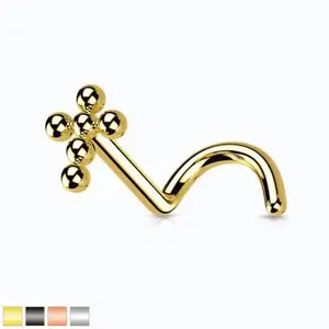 Tiny Bubble Cross Nose Stud in Titanium l Hypoallergenic Secure Comfortable Fit Ideal for Nose Piercings